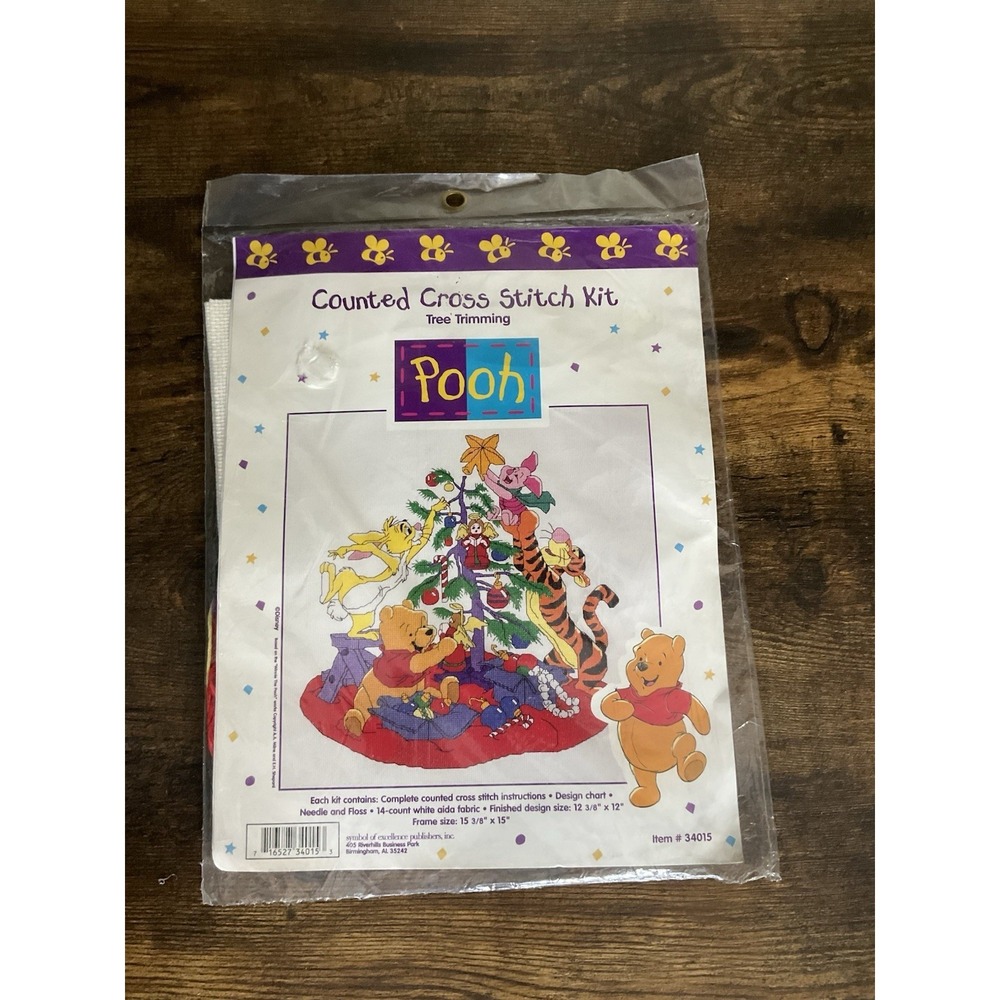 Vintage Disney Winnie the Pooh Counted Cross Stitch Kit Tree Trimming